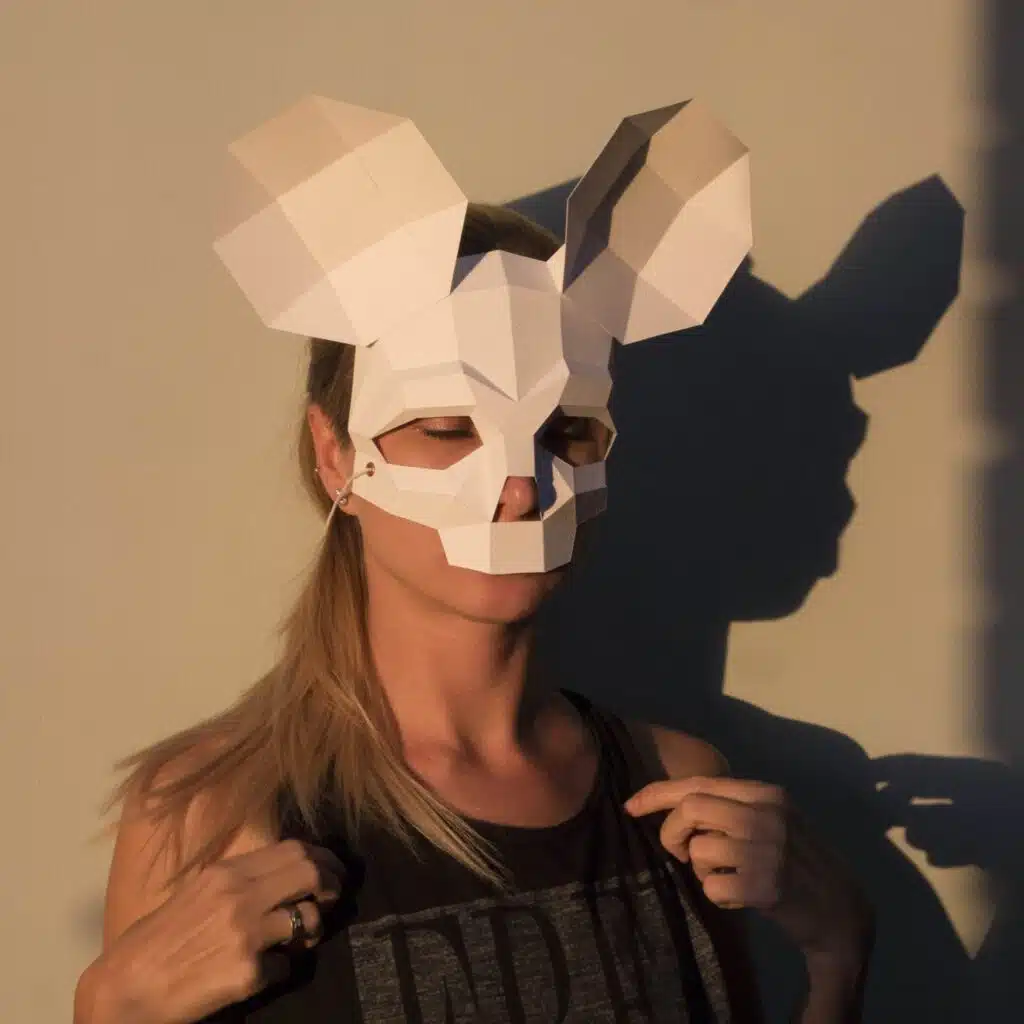 Papercraft masque de crâne de souris pour Halloween en origami 3D