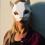 Papercraft de masque chat en origami 3D
