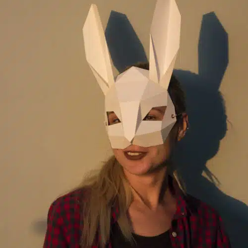 Papercraft de masque lapin en origami 3D