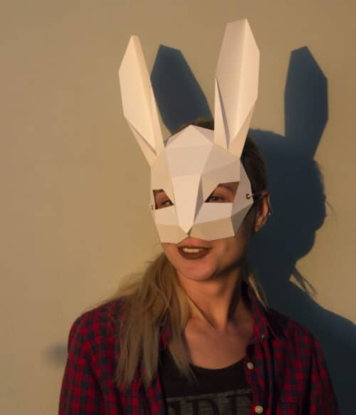 Papercraft de masque lapin en origami 3D