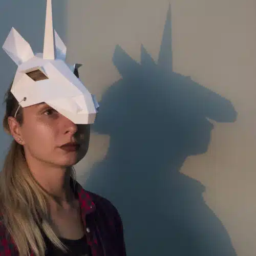 Papercraft masque licorne en origami 3D
