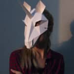 Papercraft masque licorne en origami 3D