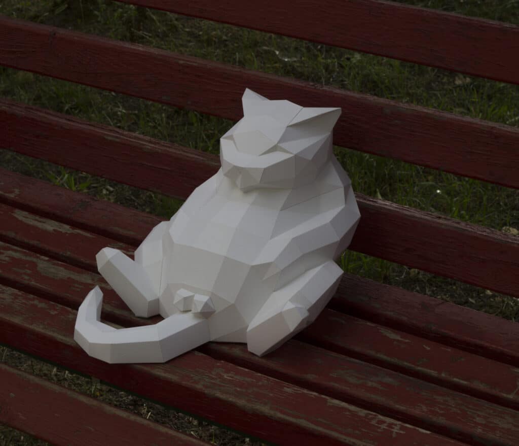 Papercraft de chat gros en origami 3D Papercraft de chat gros en origami 3D