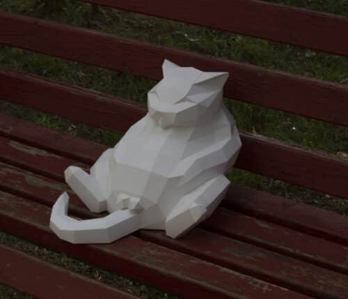 Papercraft fat cat origami template