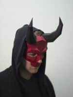 Papercraft Schädelmaske mit Hörnern für Halloween in Origami 3D
