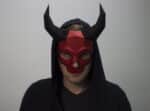 Papercraft Schädelmaske mit Hörnern für Halloween in Origami 3D