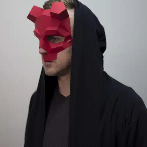 Papercraft de masque de crâne cornue en origami 3D