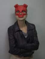 Papercraft de máscara de calavera con cuernos en origami 3D
