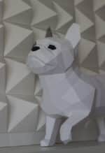 Papercraft de bulldog francês em origami 3D