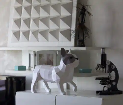 Papercraft de bouledogue français en origami 3D