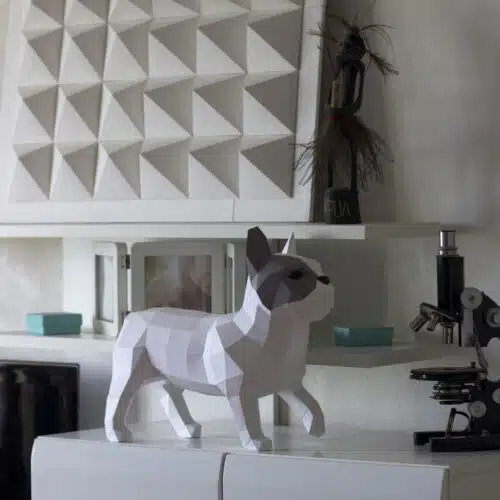 Papercraft de bouledogue français en origami 3D