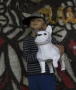 Papercraft de bulldog francês em origami 3D