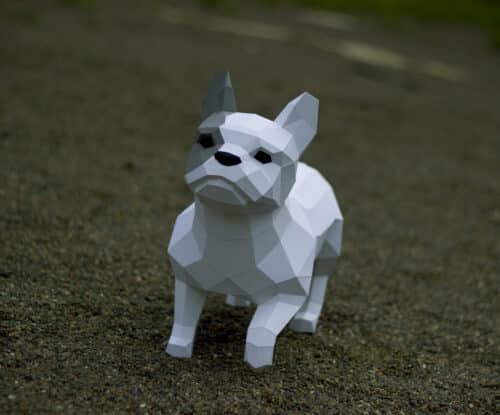 Papercraft de bulldog francês em origami 3D