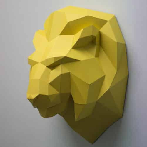 Papercraft tête de lion en origami 3D