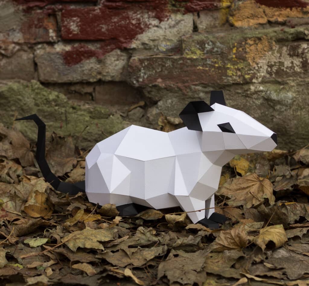 Papercraft di ratto per capodanno cinese in origami 3D Papercraft di ratto per capodanno cinese in origami 3D
