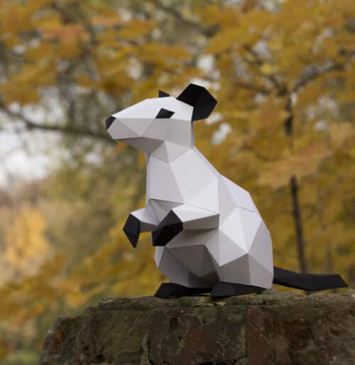 Papercraft von Ratte Maus in Origami