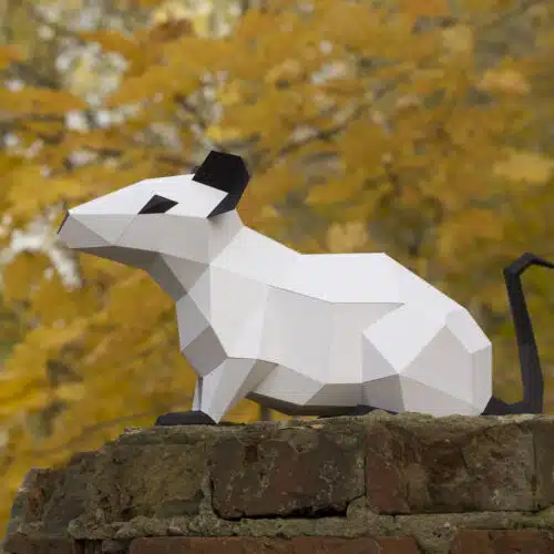 Papercraft de rat pour nouvel an chinois en origami 3D