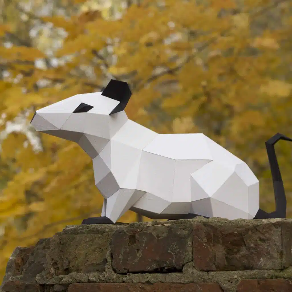 Papercraft de rat pour nouvel an chinois en origami 3D
