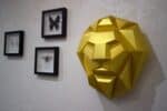 Papercraft de cabeça de leão em origami 3D