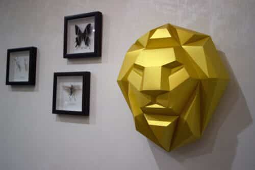 Papercraft tête de lion en origami 3D