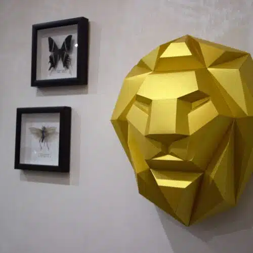 Papercraft tête de lion en origami 3D