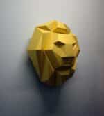 Papercraft de cabeça de leão em origami 3D