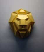 Papercraft de cabeça de leão em origami 3D