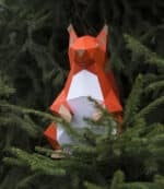 Papercraft squirrel in 3D origami