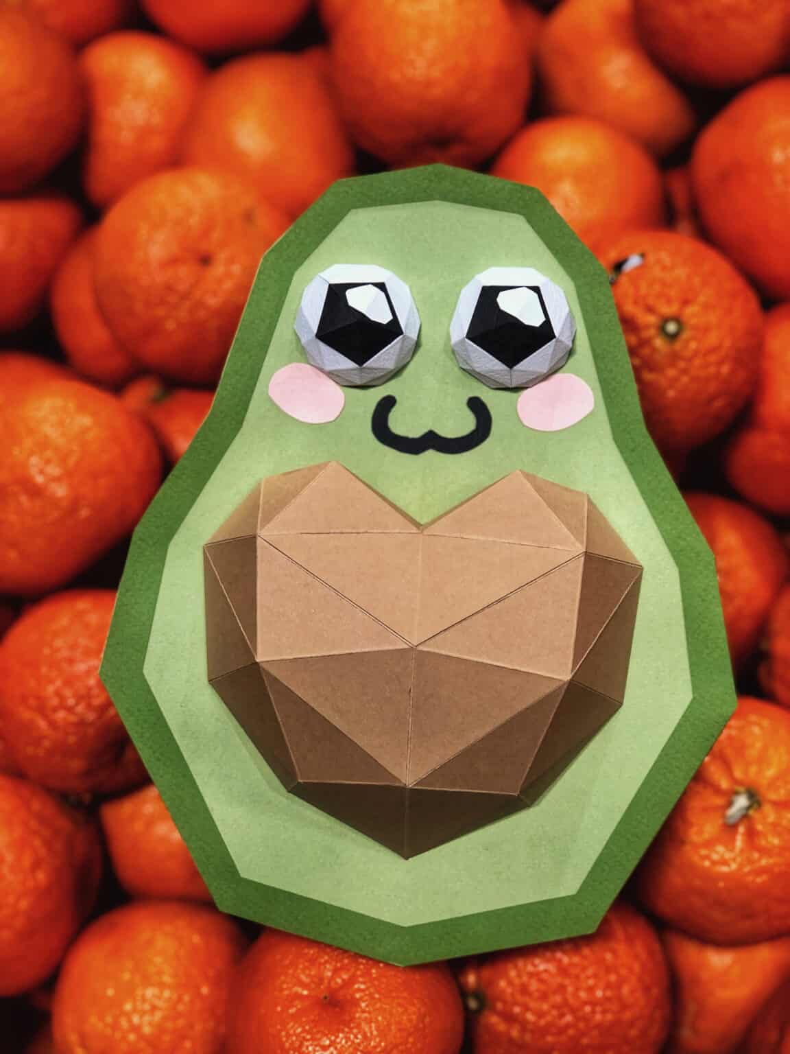 Papercraft d'avocat avec cœur en origami 3D