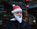 Papercraft cappello di Babbo Natale con barba in origami 3D