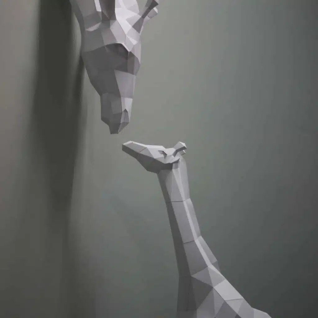 Papercraft de girafe mère et enfant en origami 3D