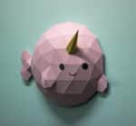 Papercraft cute narwhal origami 3D