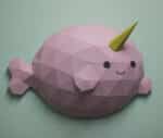 Papercraft cute narwhal origami 3D