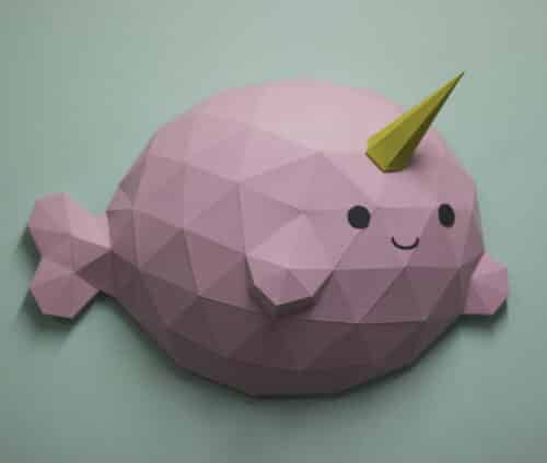 Papercraft de poisson narval en origami 3D