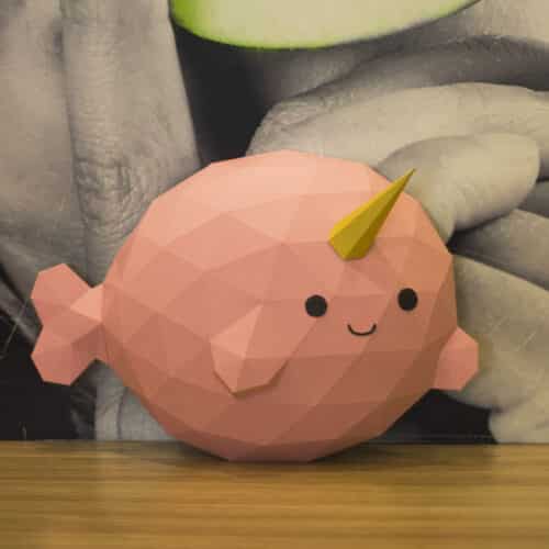 Papercraft de poisson narval en origami 3D