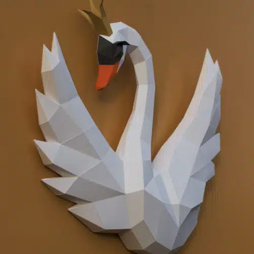 Papercraft de cygne avec couronne en origami 3D