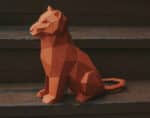 Papercraft di cucciolo di leone o tigre in origami 3D
