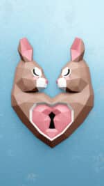 Papercraft di coniglio cuore in origami 3D