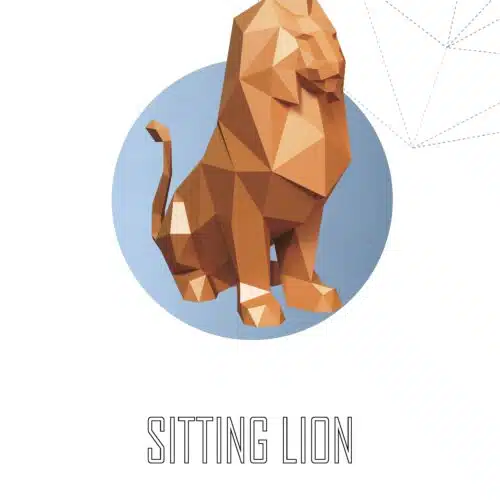Papercraft di cucciolo di leone o tigre in origami 3D