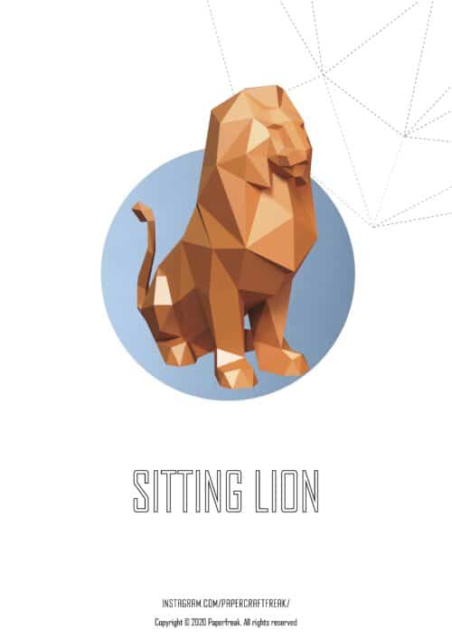 Papercraft di leone seduto in origami 3D