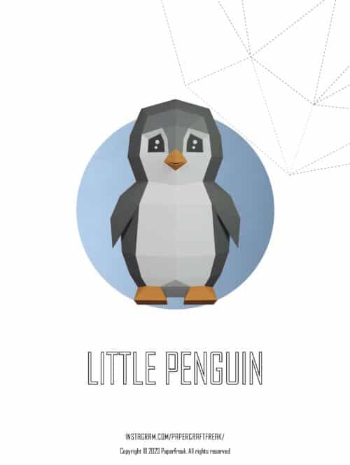 Papercraft de pingüino en origami 3D