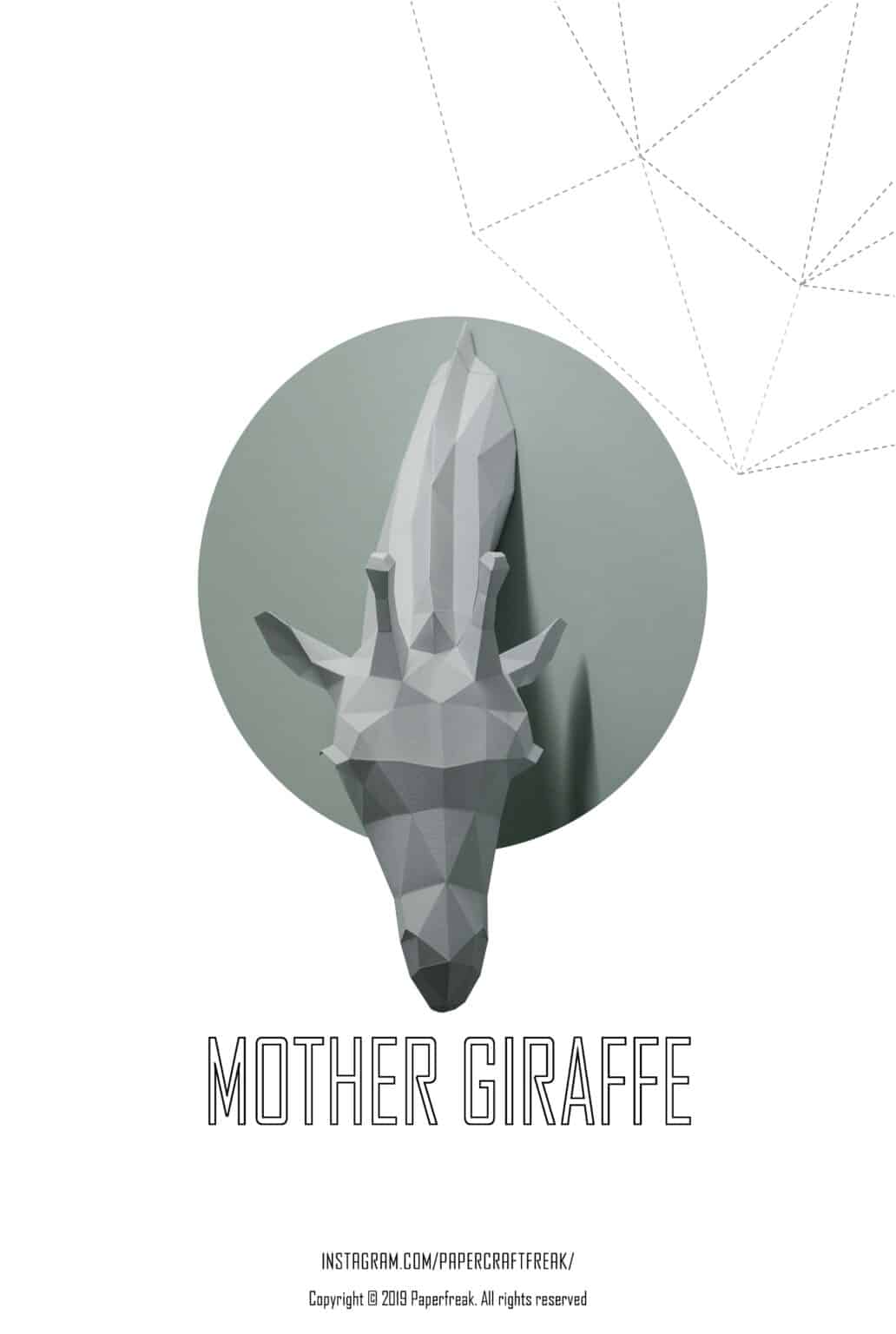 Papercraft giraffe mother and baby in 3D origami