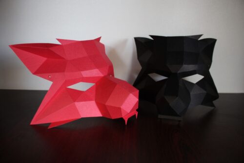 Papercraft de masque de loup en origami 3D