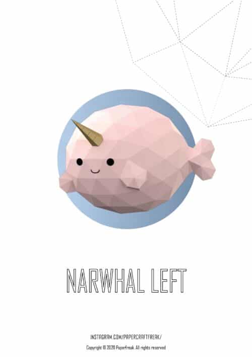 Papercraft cute narwhal origami 3D