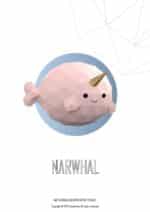 Papercraft cute narwhal origami 3D