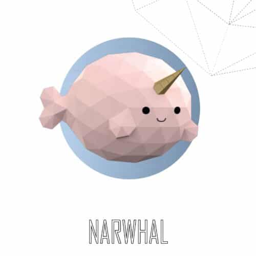 Papercraft de poisson narval en origami 3D