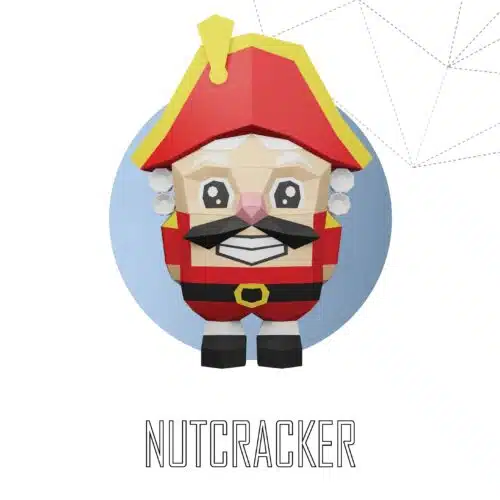 Papercraft de cascanueces navideño en origami 3D