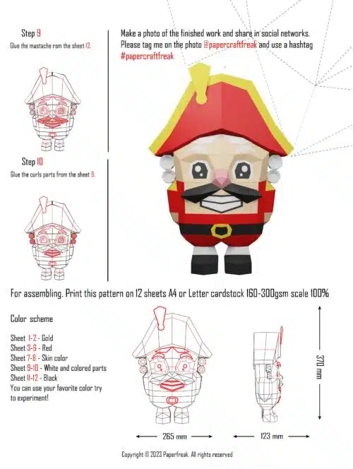 Papercraft de casse-noisette en origami 3D