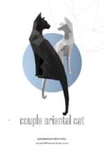 Papercraft oriental cat in origami 3D