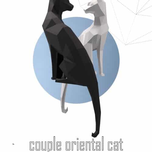 Papercraft oriental cat in origami 3D